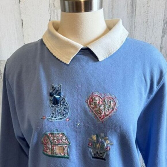 Blue Kids Shirt with Embroidered Designs - Picture 3 of 7